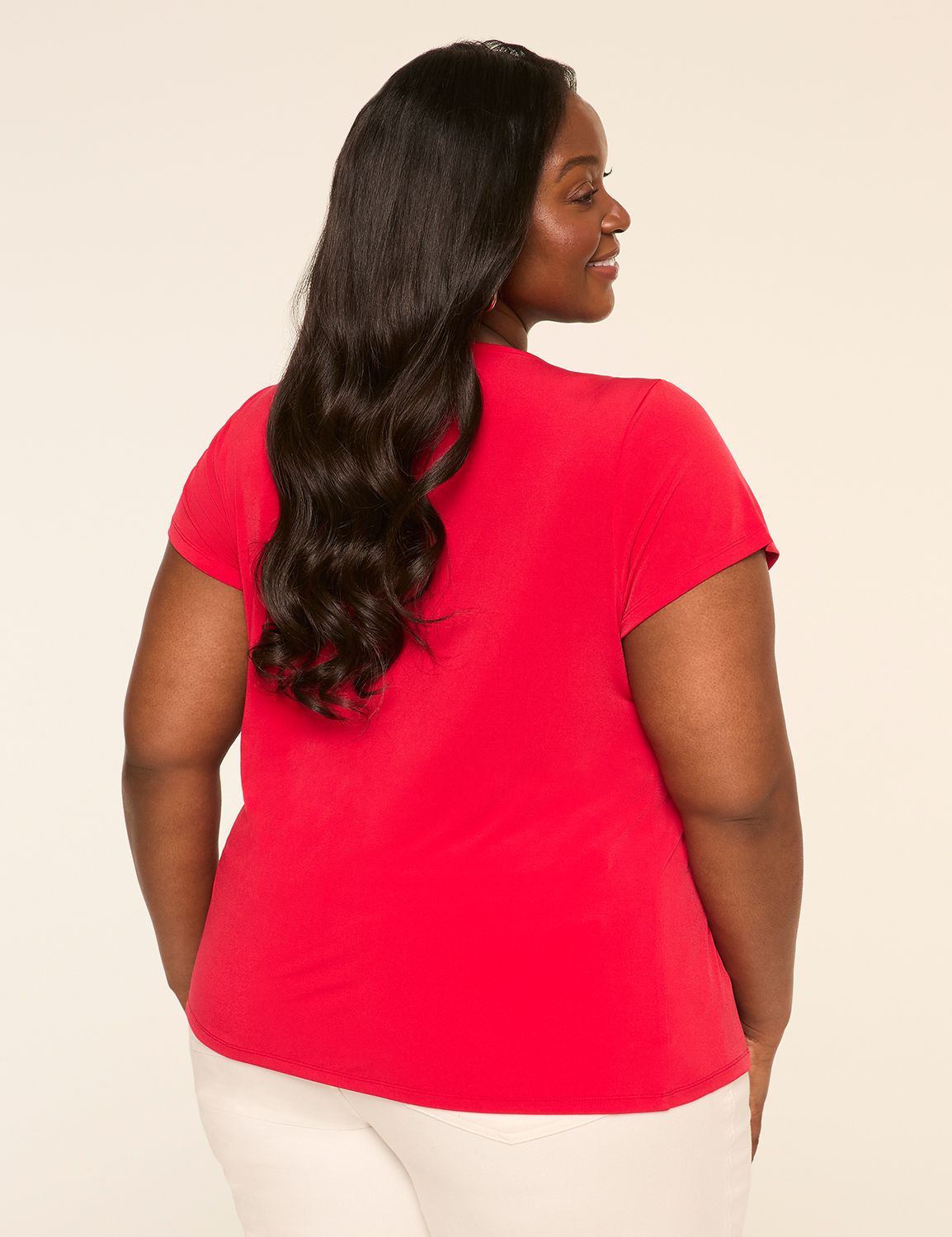 Swing Cap-Sleeve Pleat-Front Top