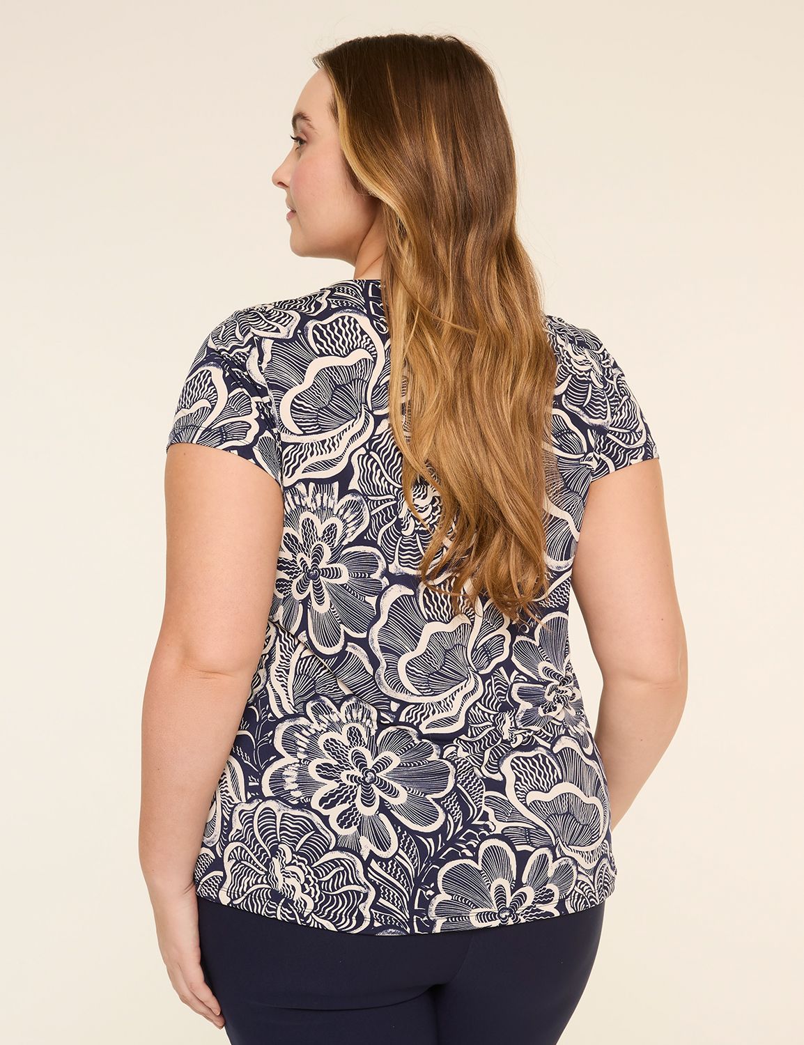 Swing Cap-Sleeve Pleat-Front Top