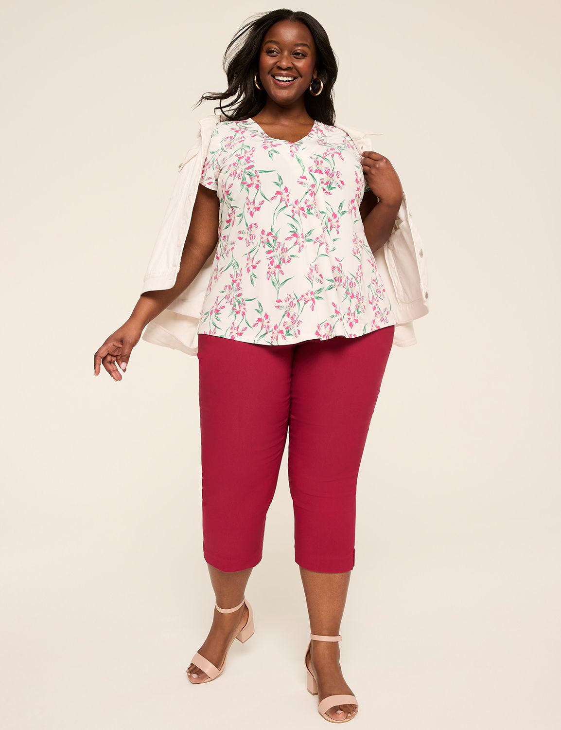 Cap Sleeve V-Neck Matte Jersey Plea Product Image 3