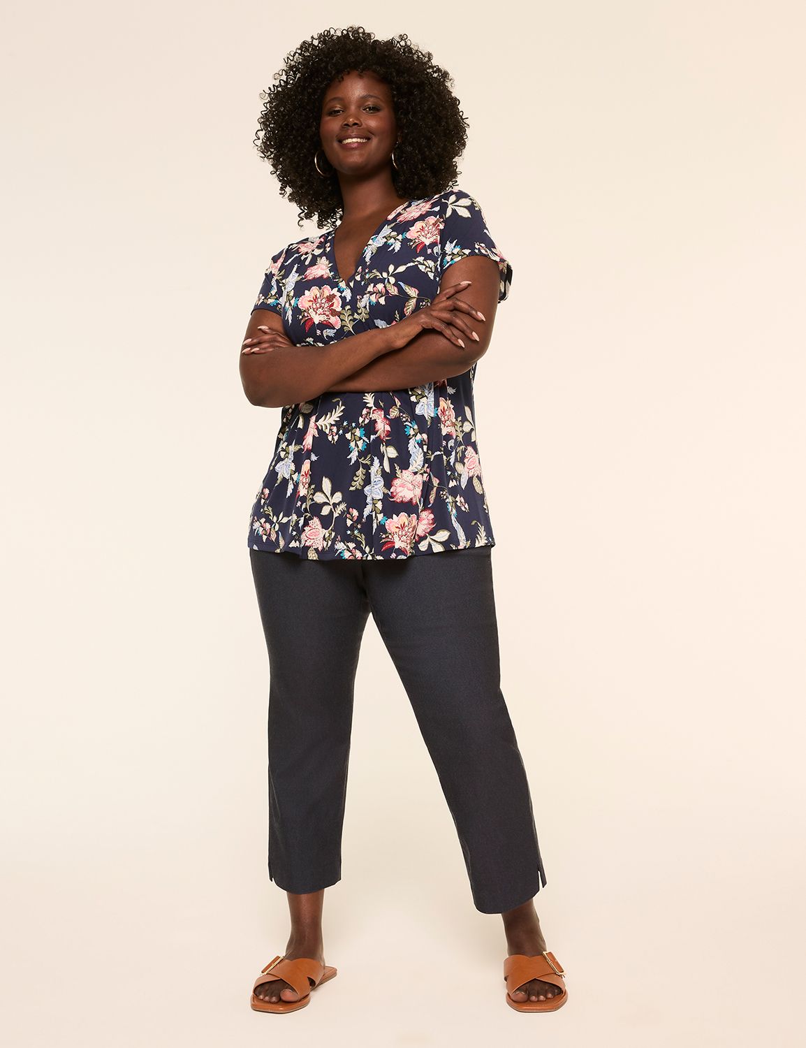 Cap Sleeve V-Neck Matte Jersey Plea Product Image 3