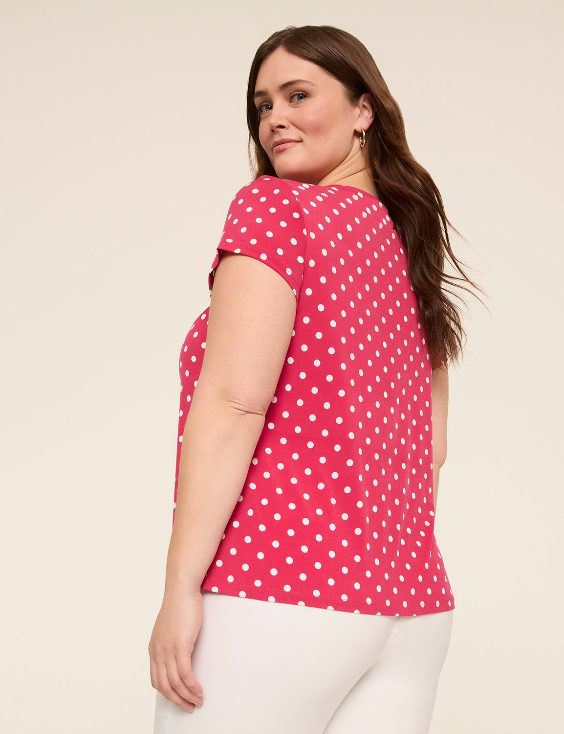 Swing Cap-Sleeve Pleat-Front Top