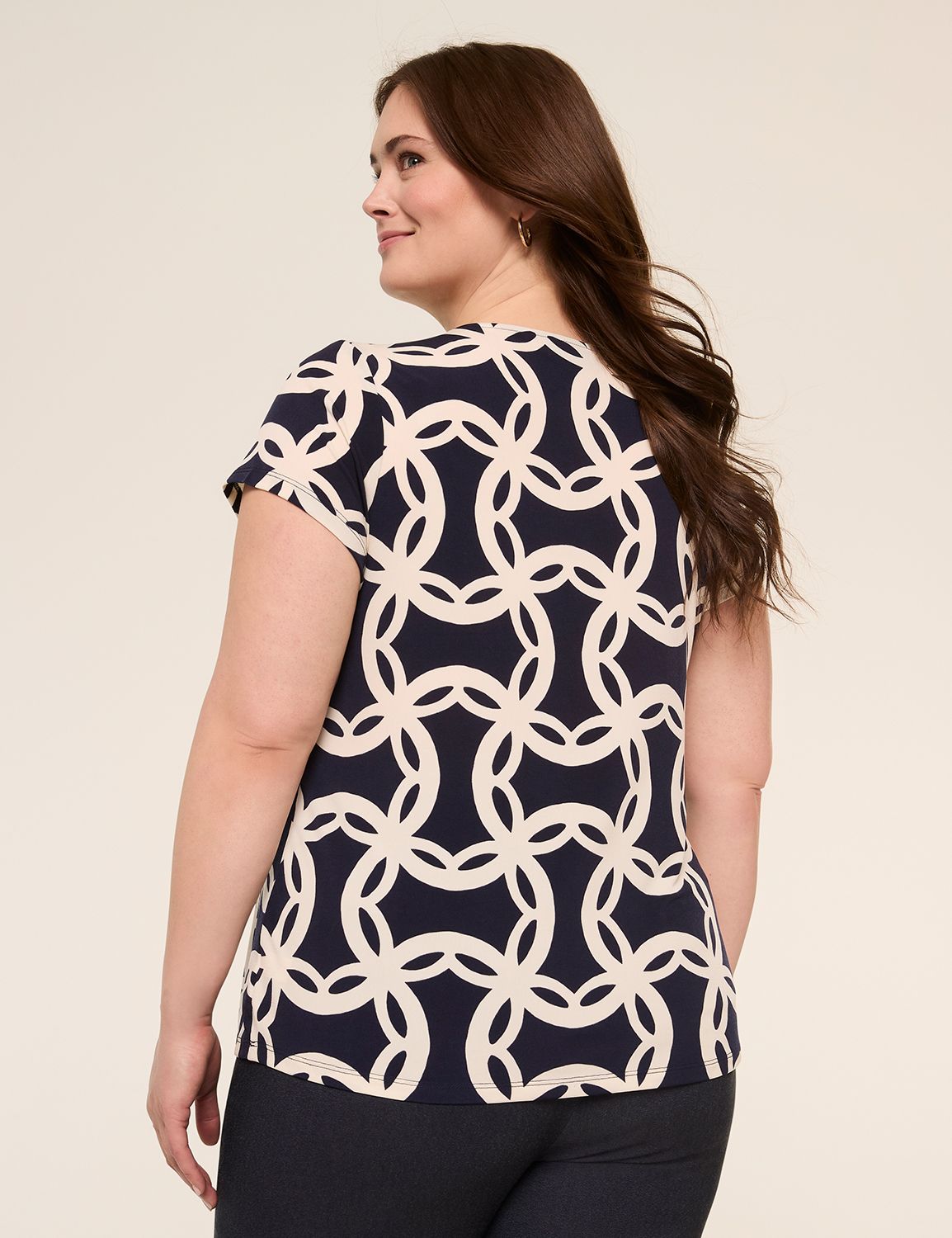 Swing Cap-Sleeve Pleat-Front Top