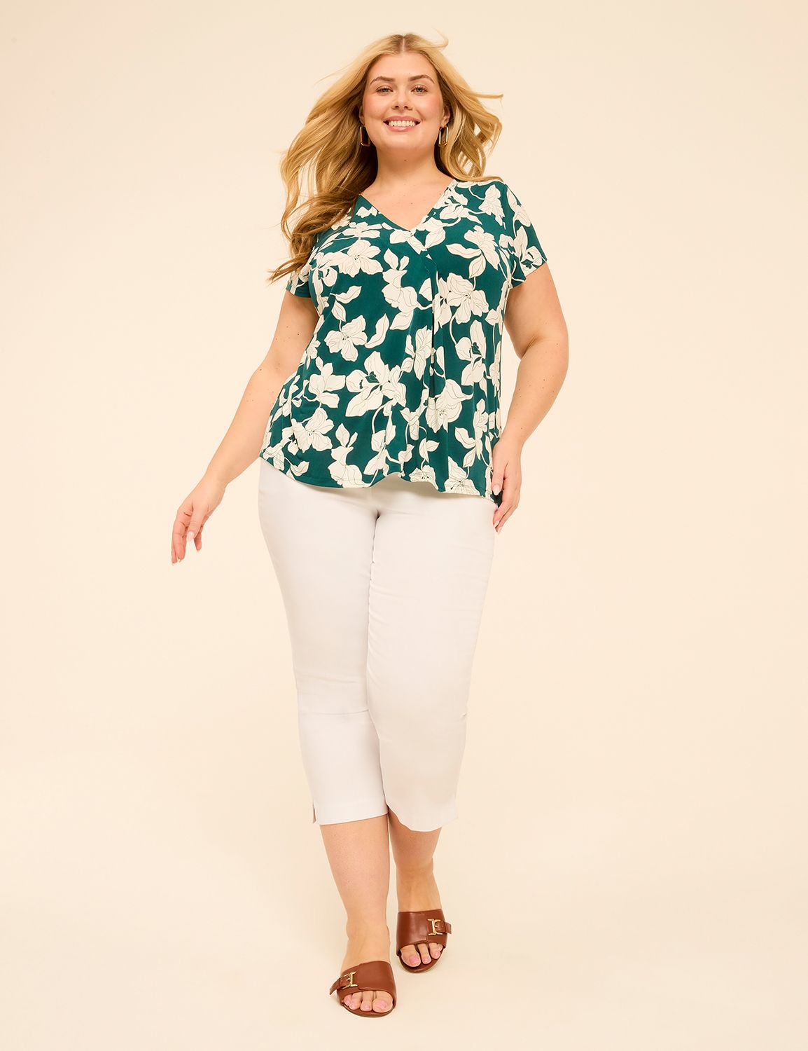 Cap Sleeve V-Neck Matte Jersey Plea Product Image 3