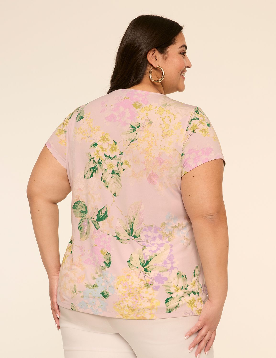 Swing Cap-Sleeve Pleat-Front Top