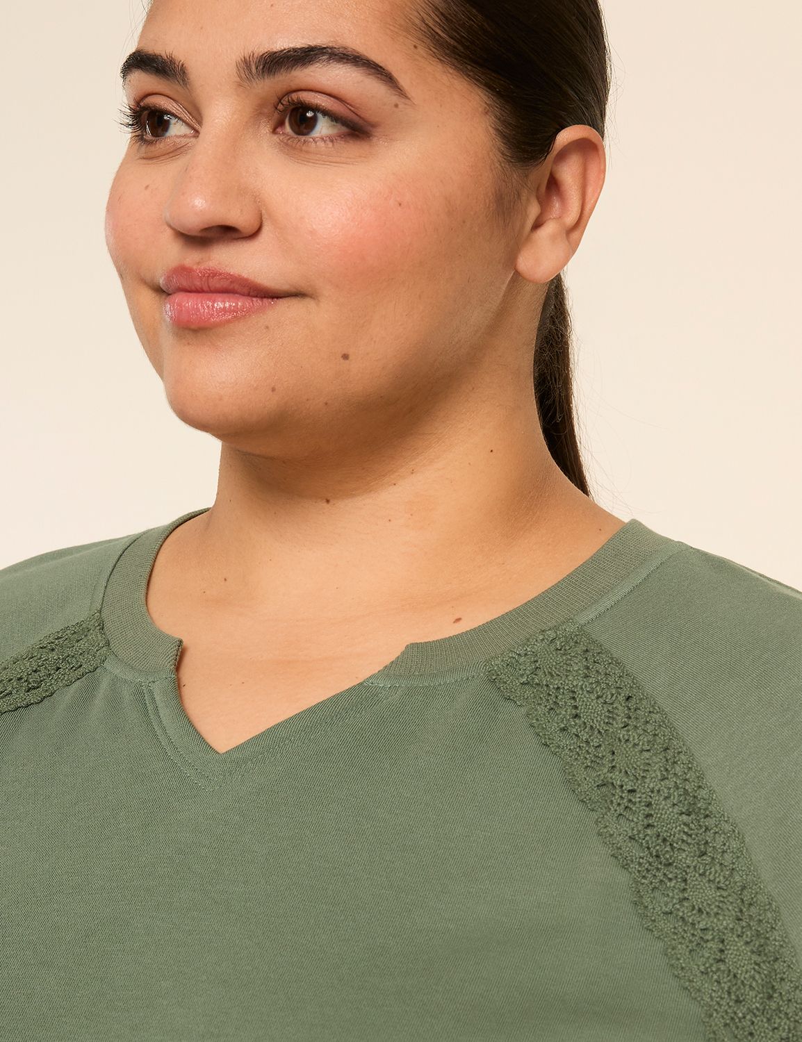 LIVI Elbow Sleeve Notch Neckline Fr Product Image 4