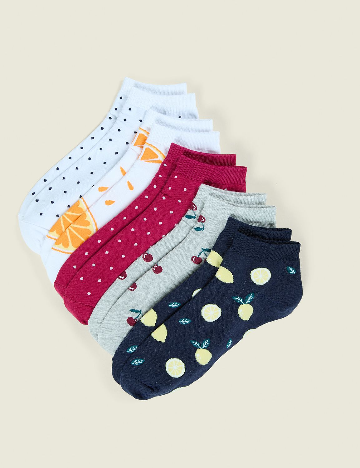 5-Pack Ankle Socks - Fruit & Polka Dots