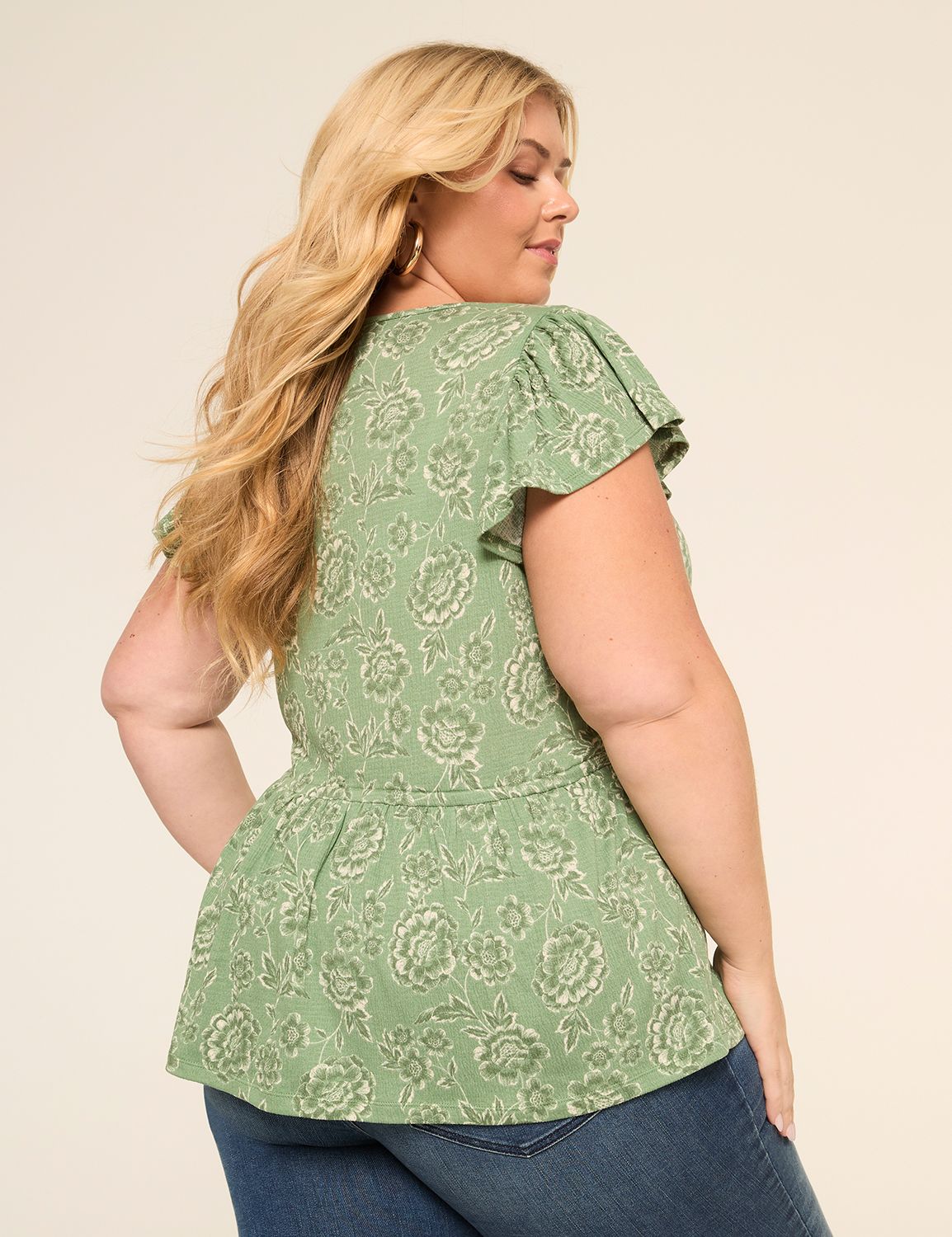Short-Sleeve V-Neck Tie Waist Top