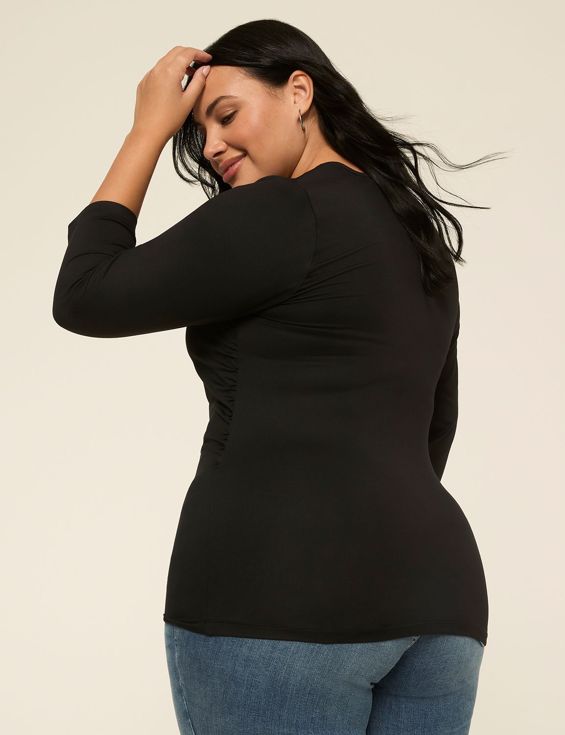 3/4-Sleeve Square-Neck Knit Top