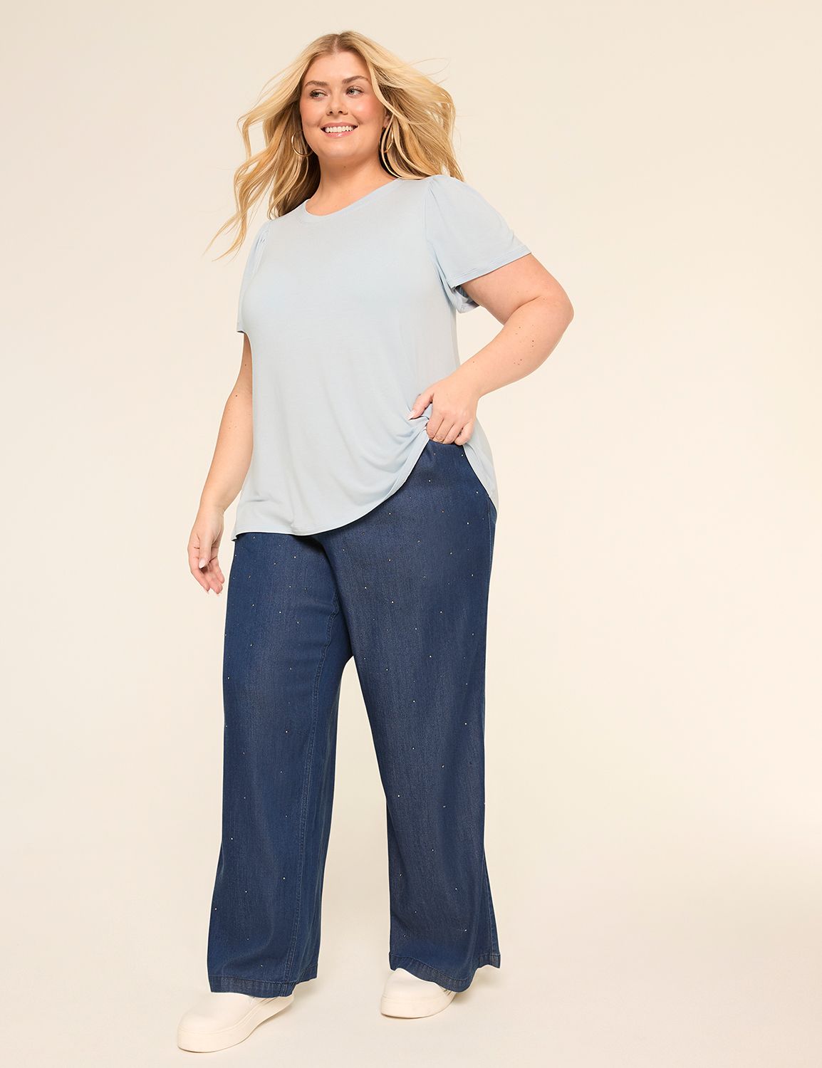 Short Sleeve Double Crew Neckline T Product Image 3