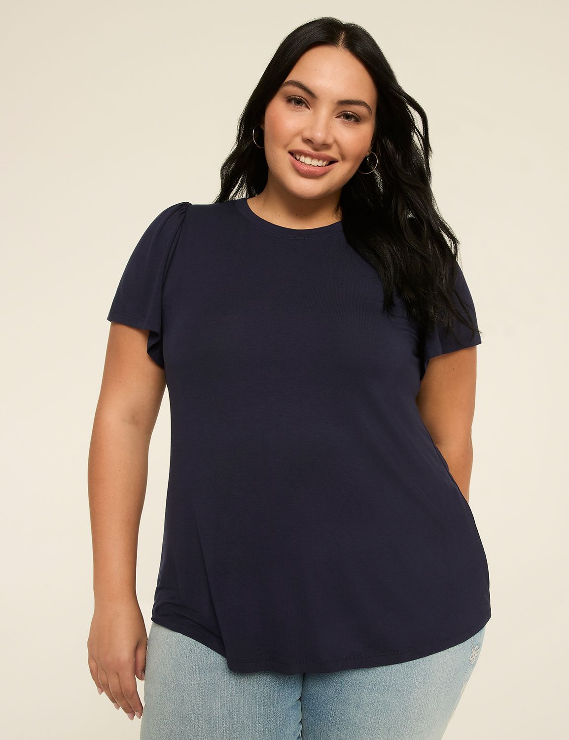 Short Sleeve Double Crew Neckline T Product Image 1