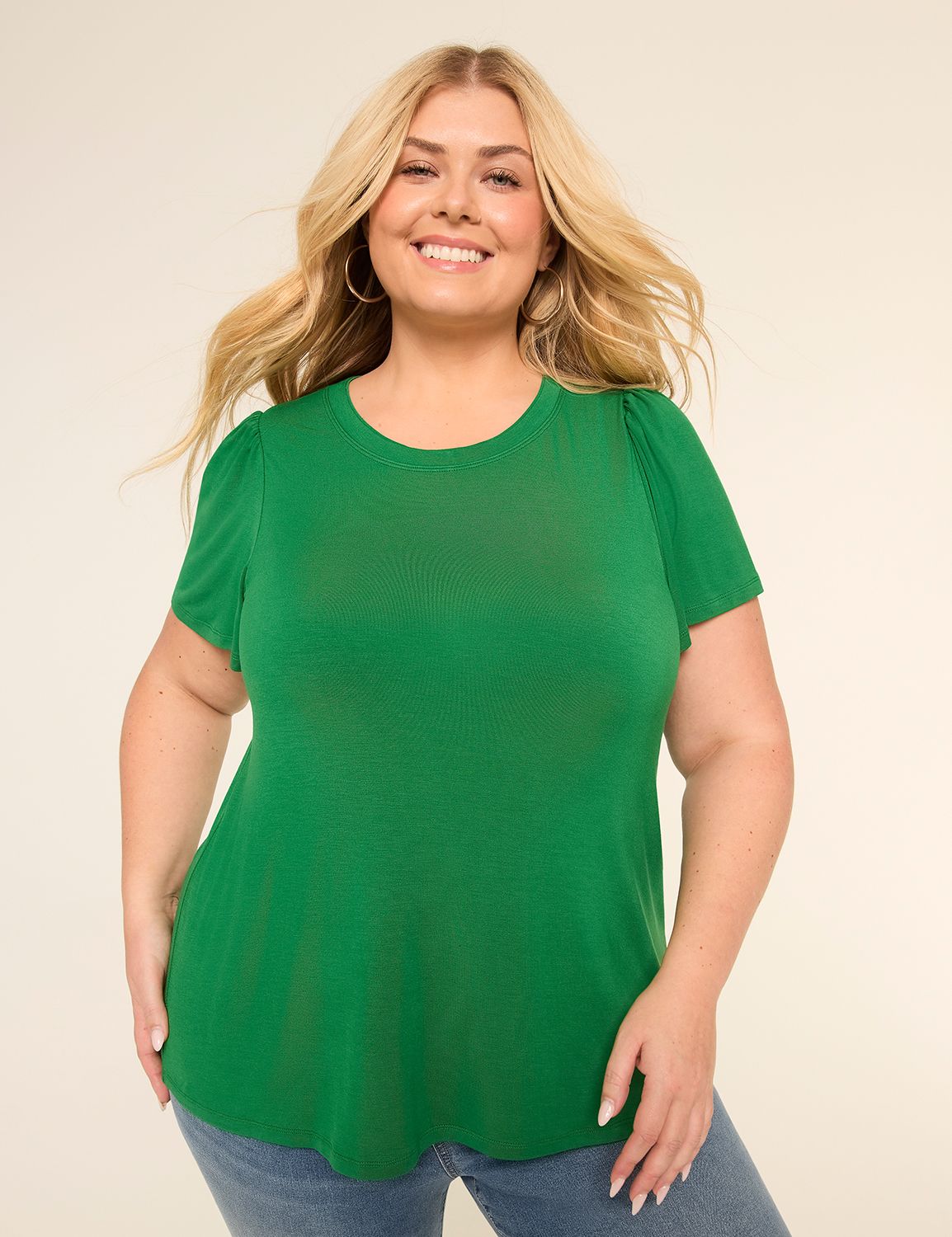 Short Sleeve Double Crew Neckline T Product Image 1