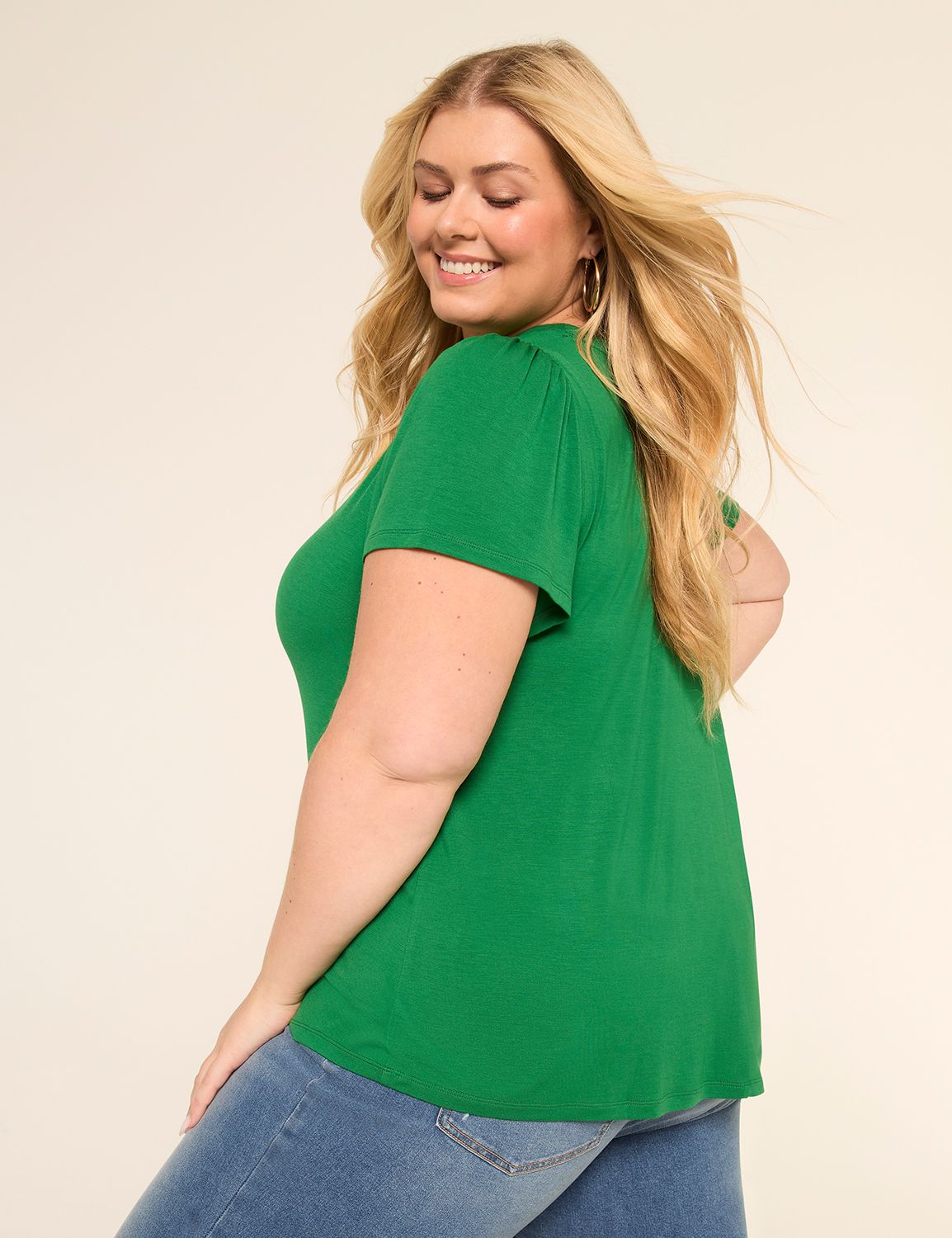 Short Sleeve Double Crew Neckline T Product Image 2