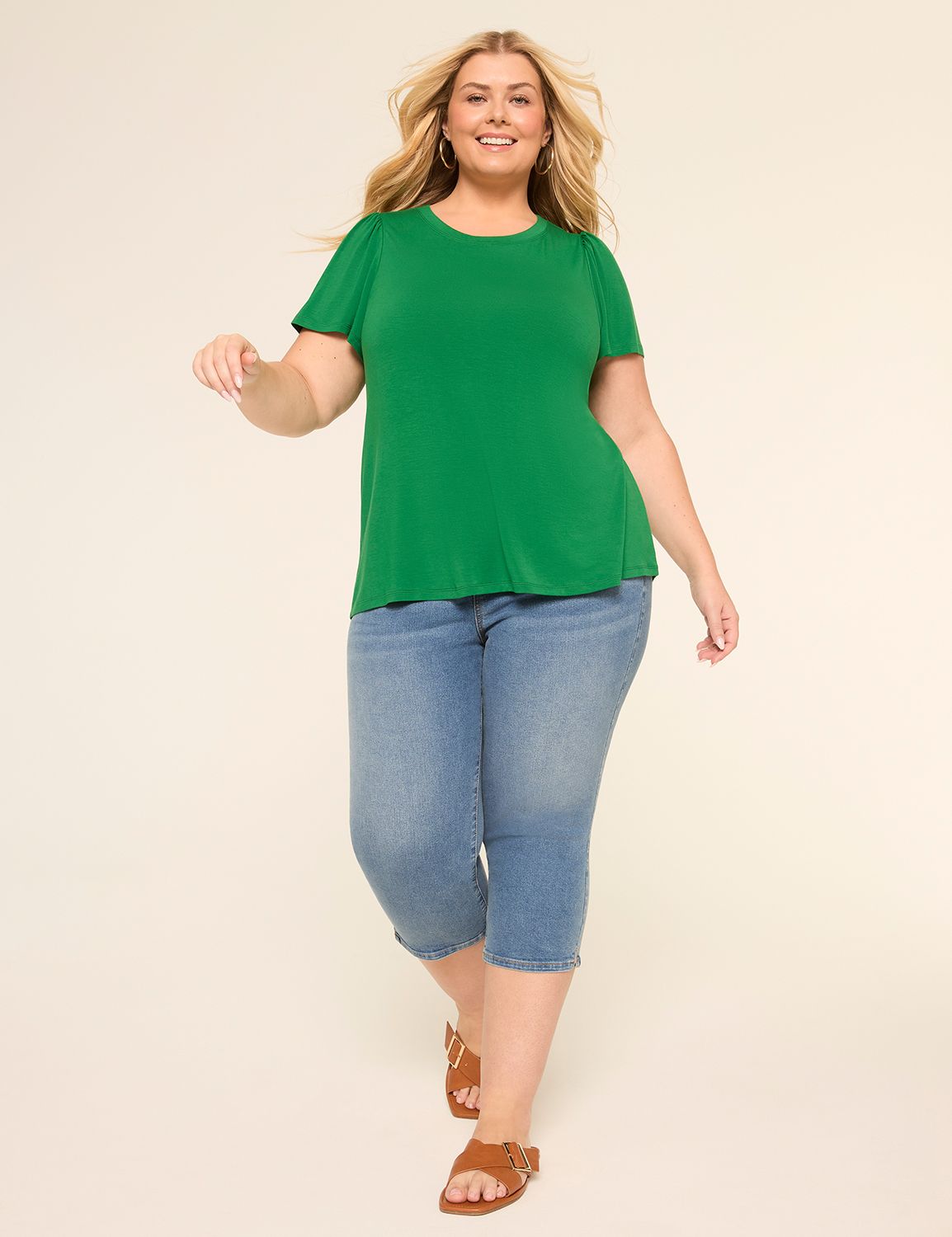 Short Sleeve Double Crew Neckline T Product Image 3