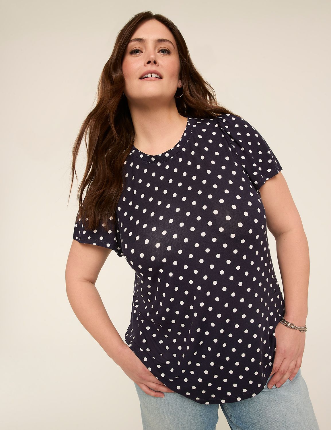 Short Sleeve Double Crew Neckline T Product Image 1