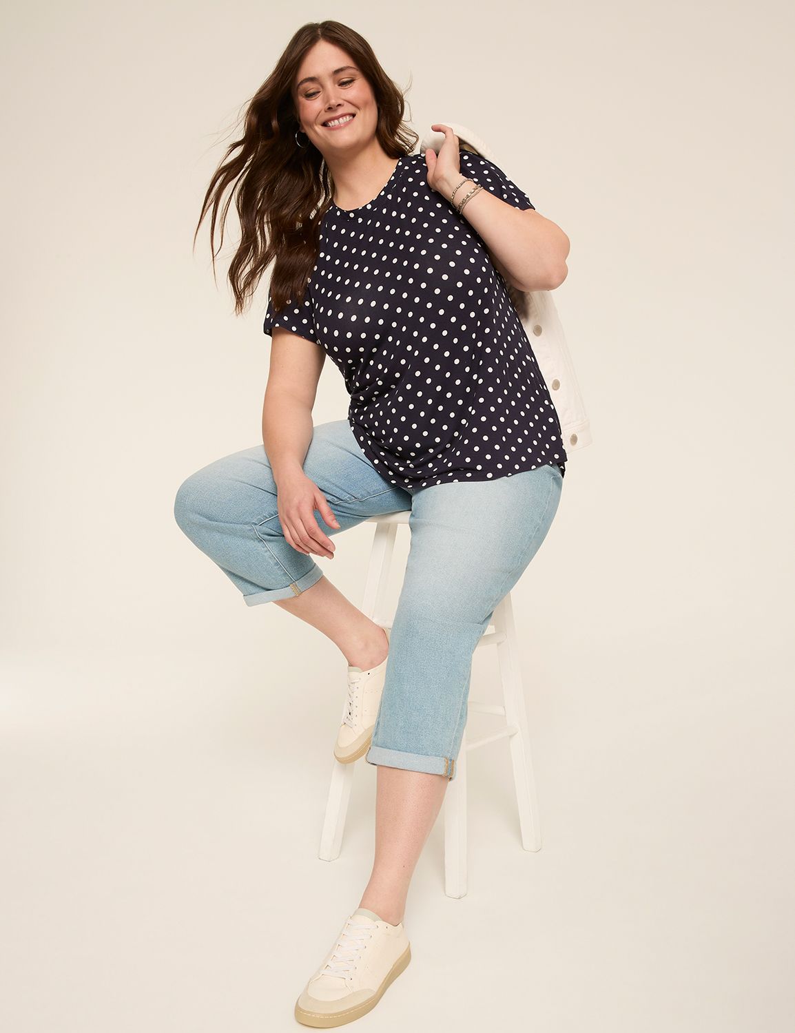 Short Sleeve Double Crew Neckline T Product Image 3