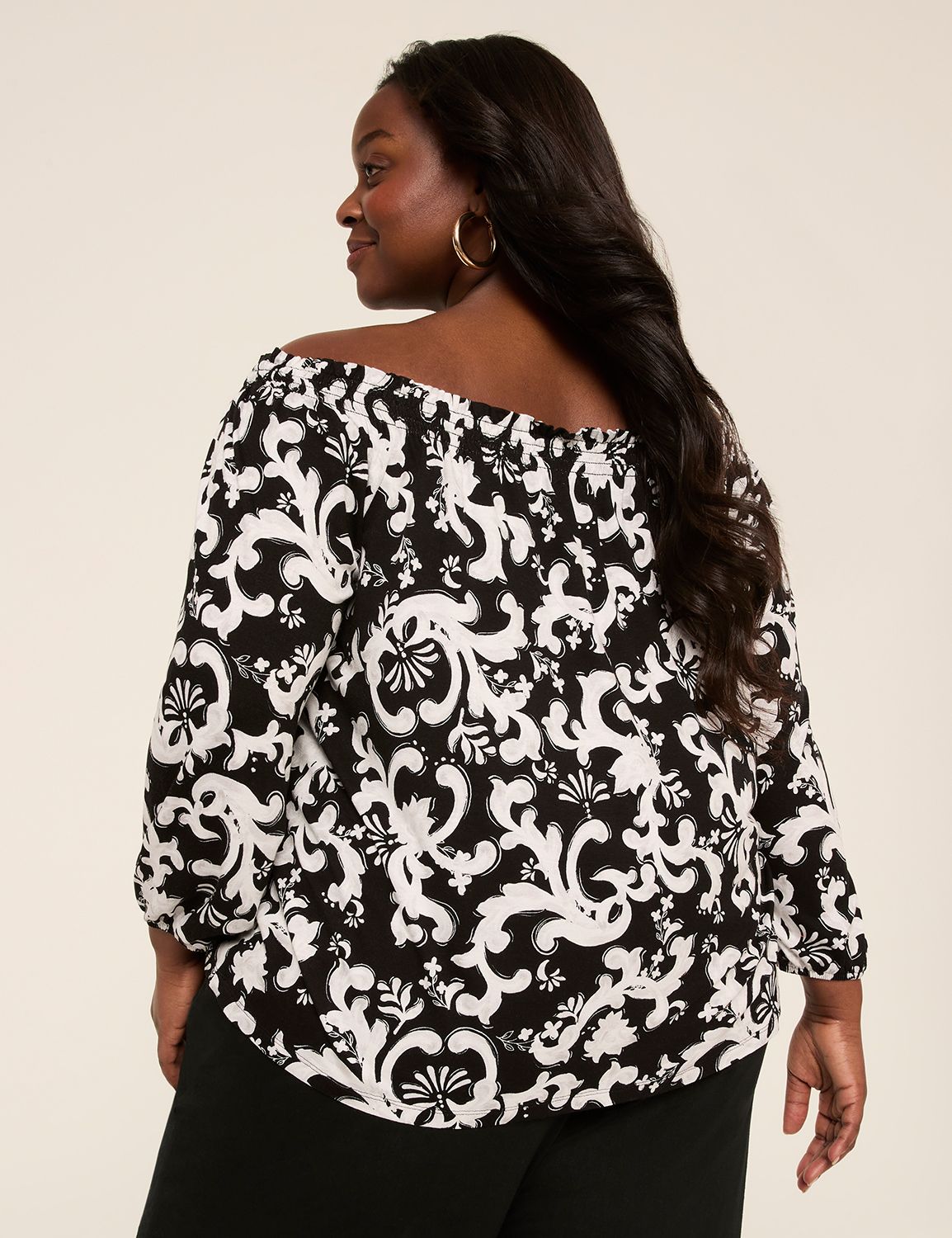 Long-Sleeve Off-The-Shoulder Knit Top