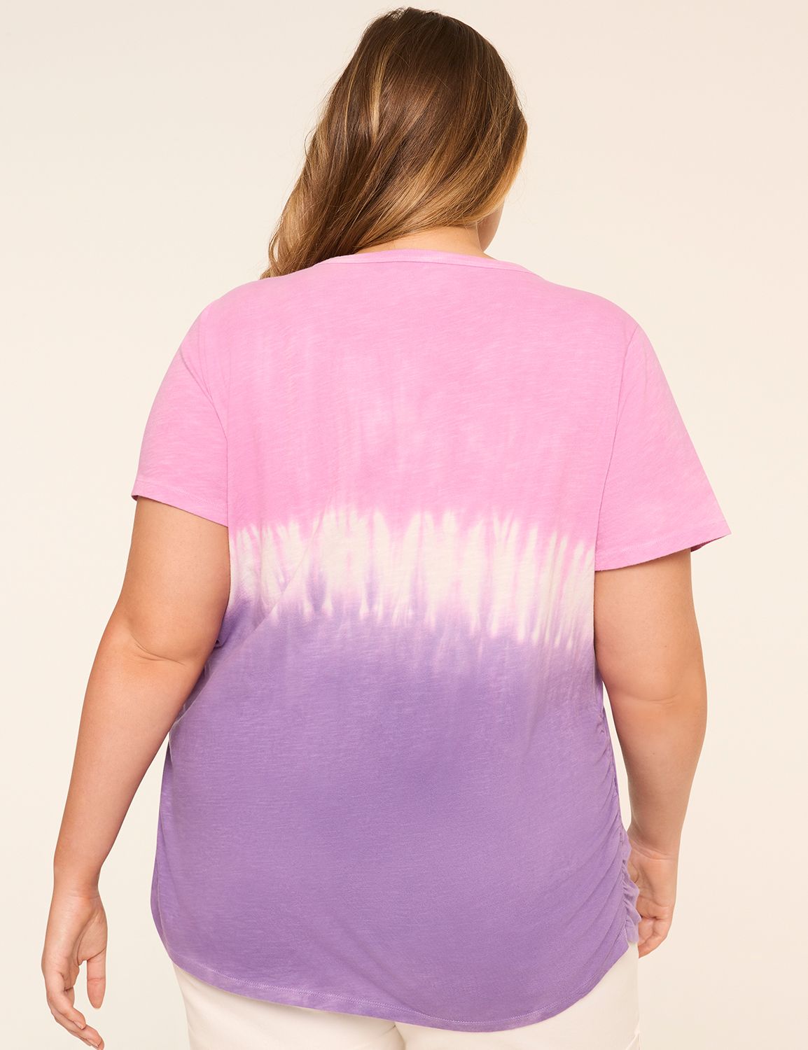 Short-Sleeve V-Neck Side-Ruched Tee
