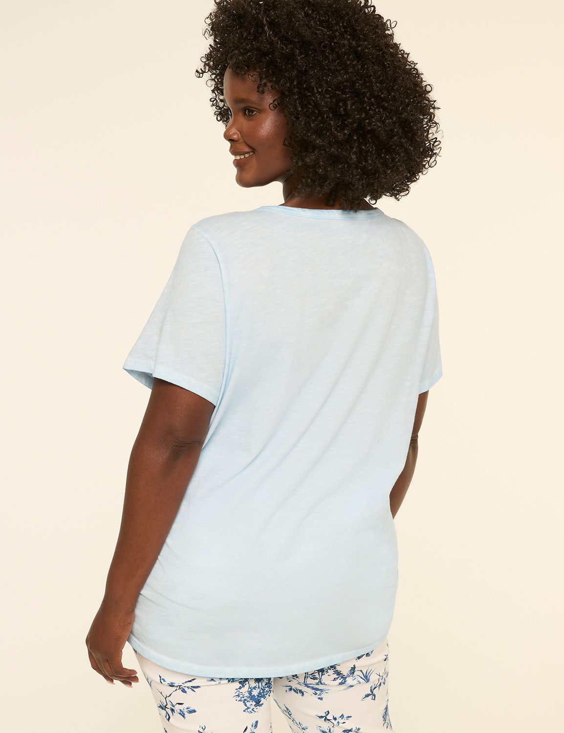 Short-Sleeve V-Neck Side-Ruched Tee