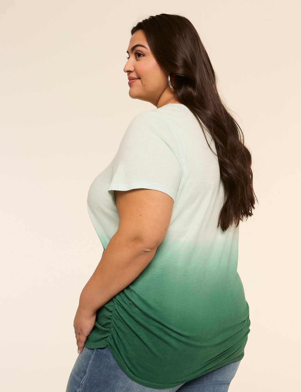 Short-Sleeve V-Neck Side-Ruched Tee