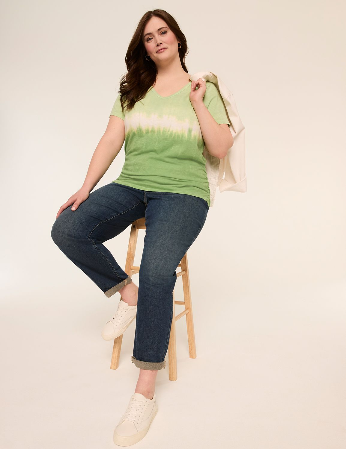 NEW Short Sleeve V-Neck Side Ruched Product Image 3