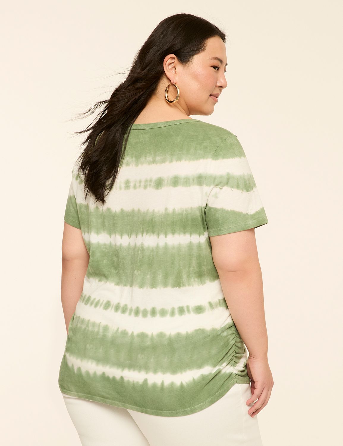 Short-Sleeve V-Neck Side-Ruched Tee