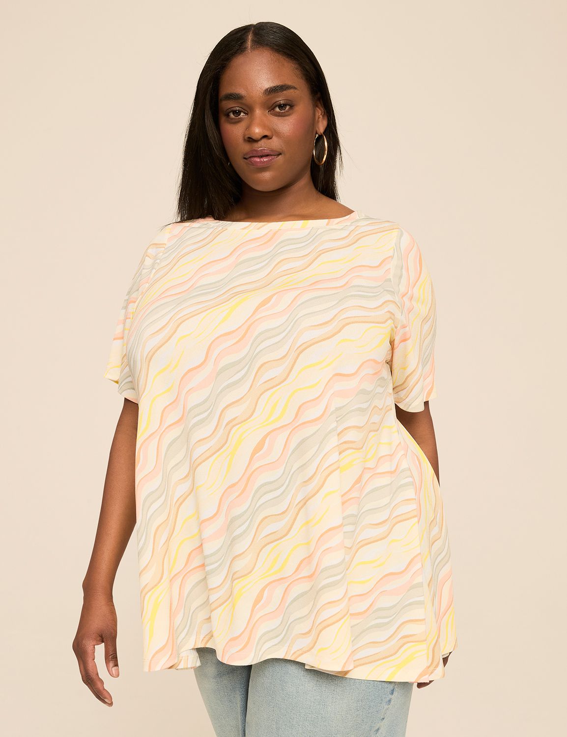 NEW Perfect Sleeve Boatneck Swing T Product Image 1