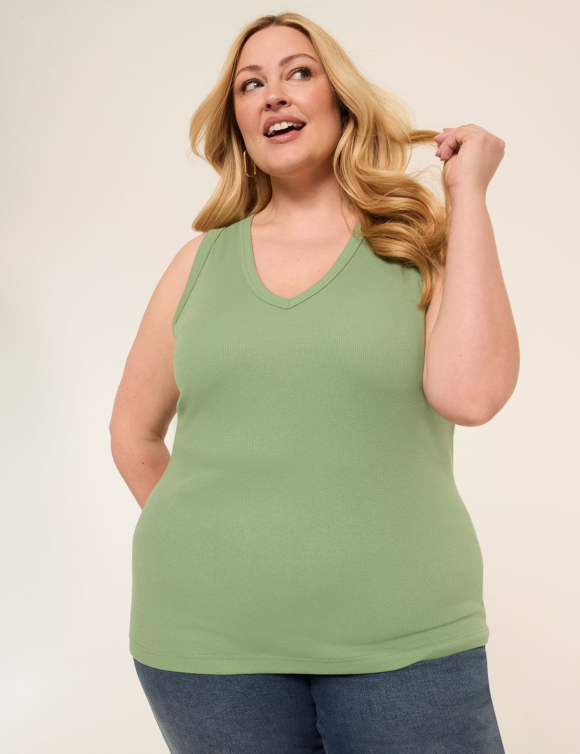 Deep V-Neck Rib Layering Tank