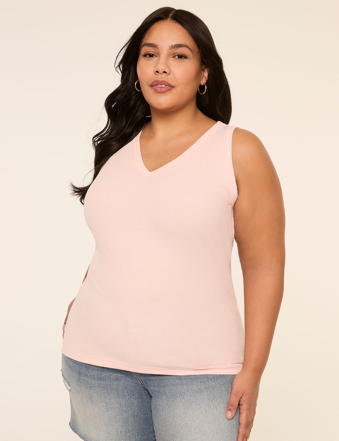Sleeveless Deep V-Neck 2x2 Layering Product Image 1