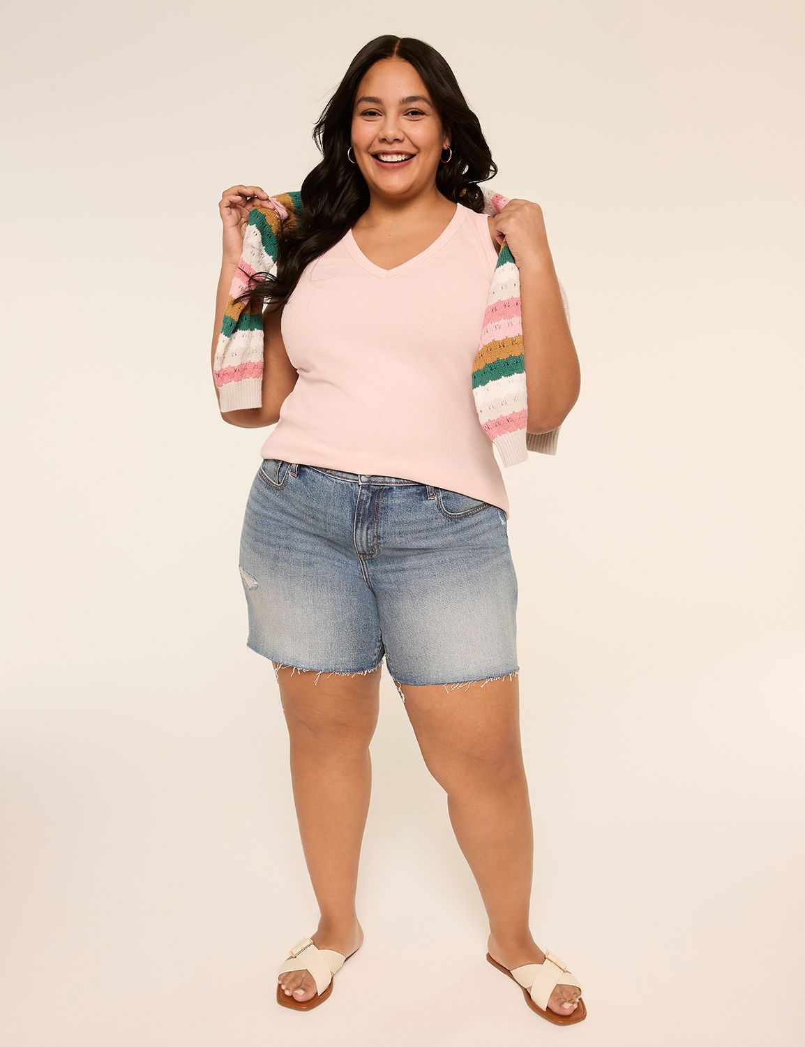 Sleeveless Deep V-Neck 2x2 Layering Product Image 3