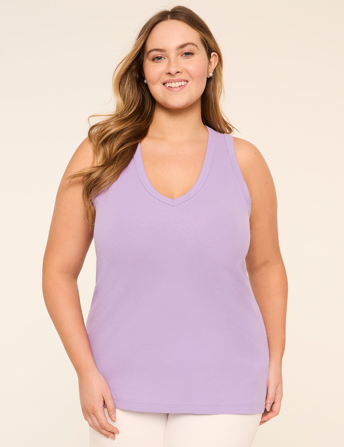 Deep V-Neck Rib Layering Tank