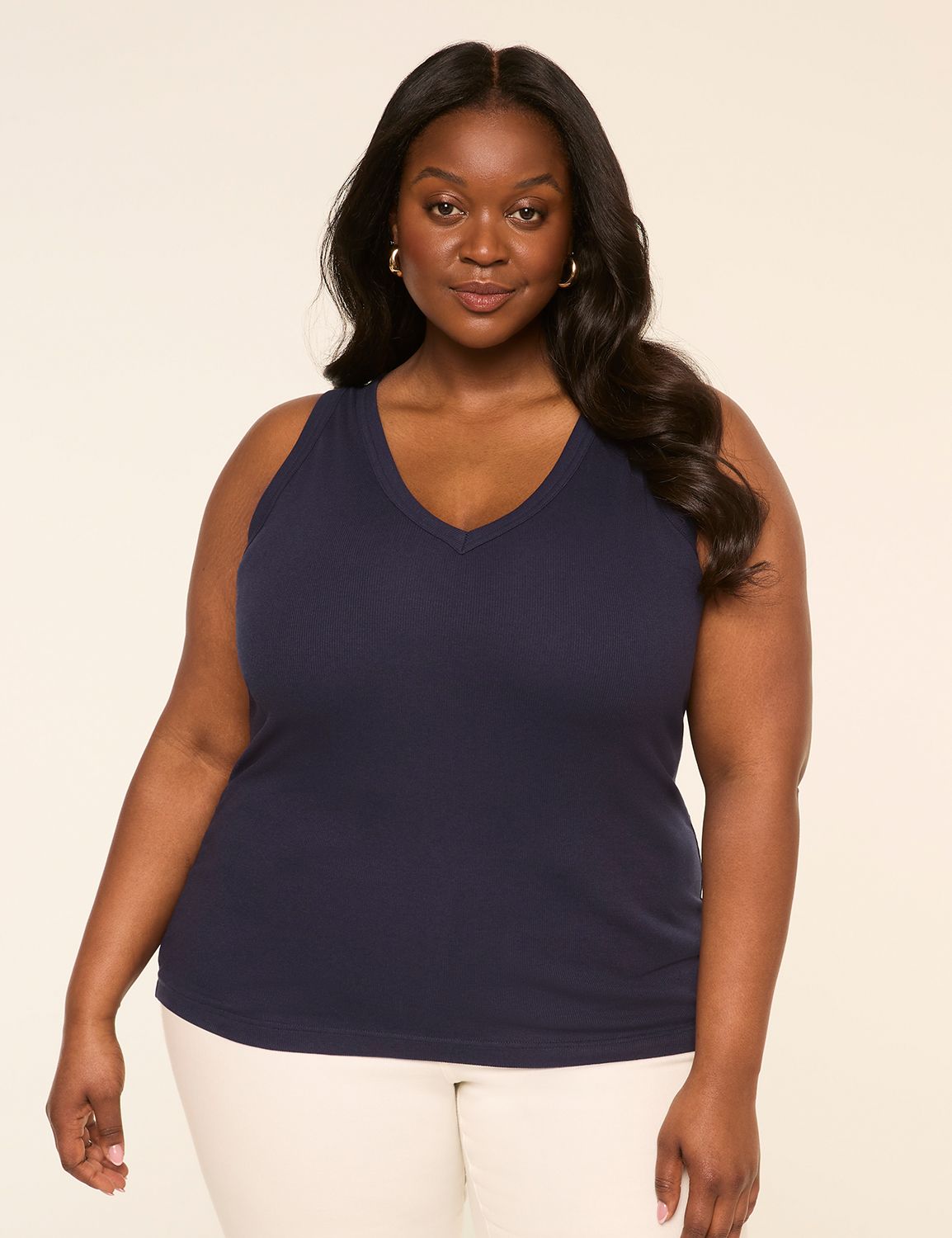 Sleeveless Deep V-Neck 2x2 Layering Product Image 1
