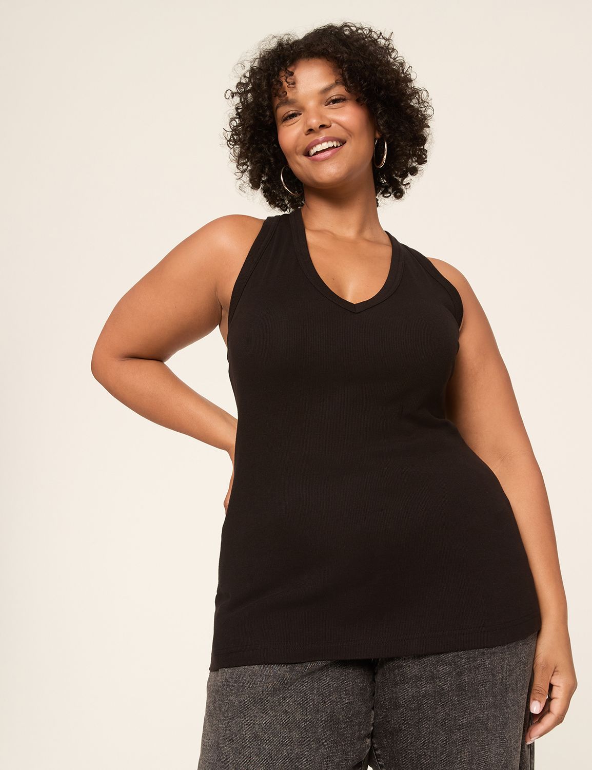 Deep V-Neck Rib Layering Tank