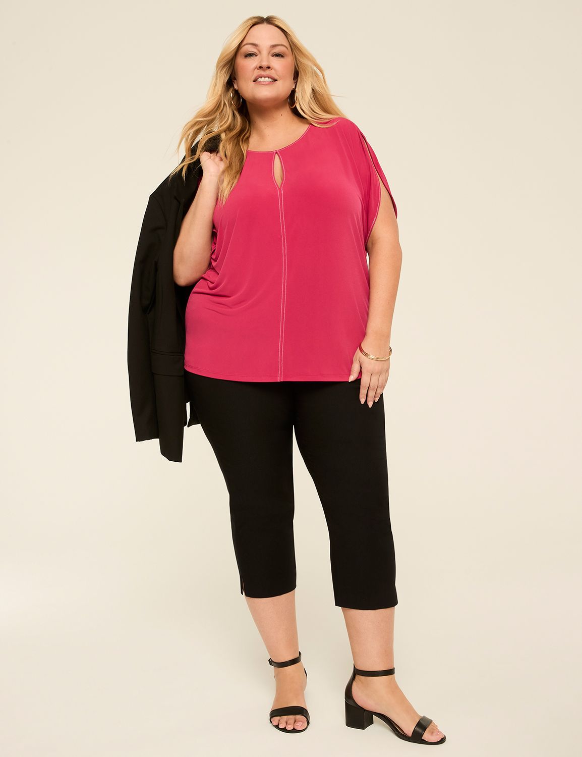 Split Short Sleeve Keyhole Top S 11 Product Image 3