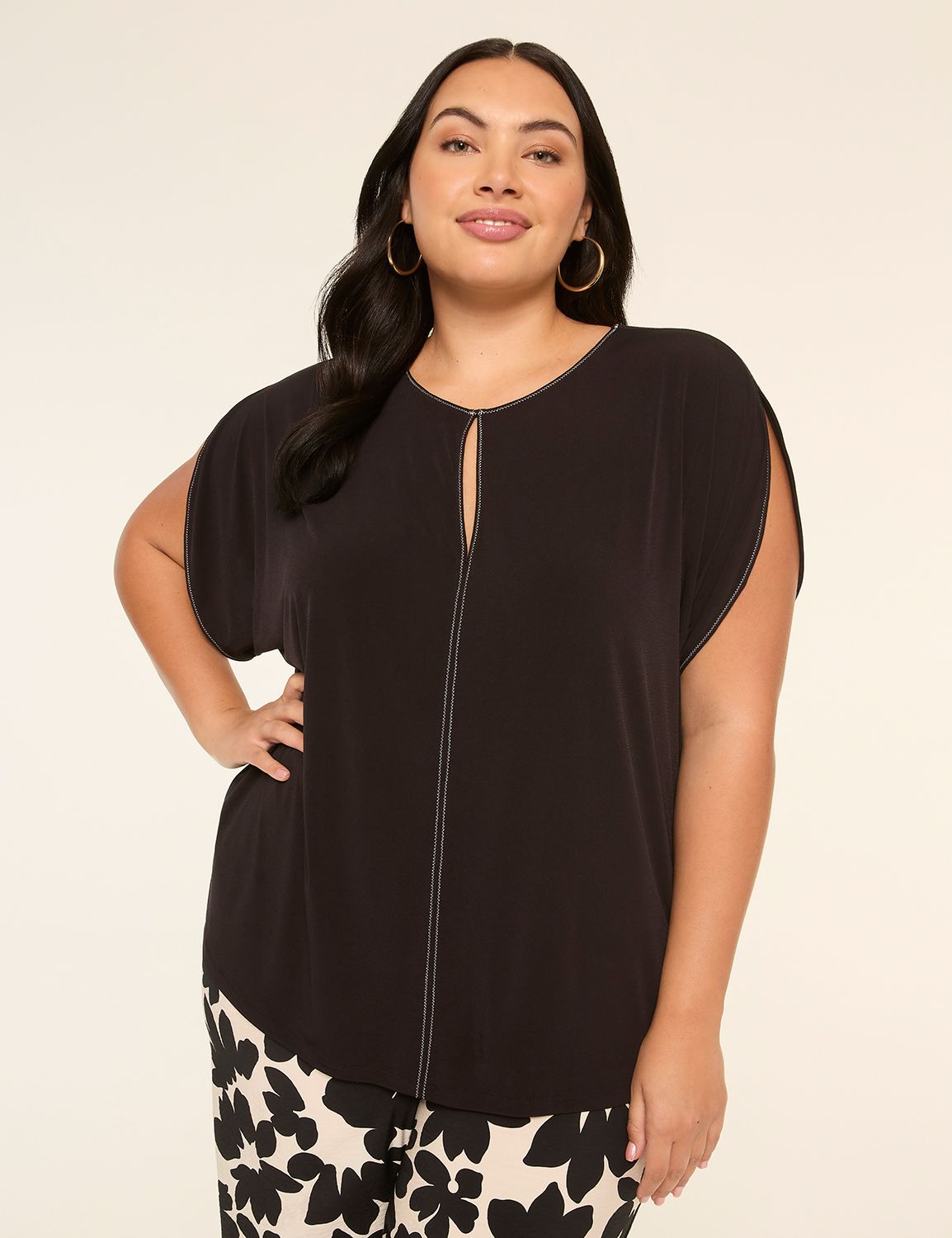 Split-Sleeve Keyhole Top