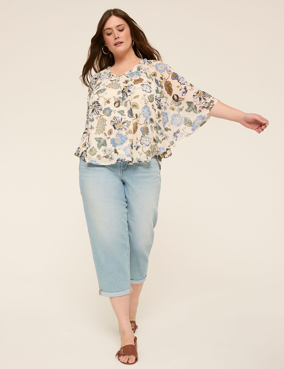 Ruffle V Neckline Mesh Circle Top S Product Image 3