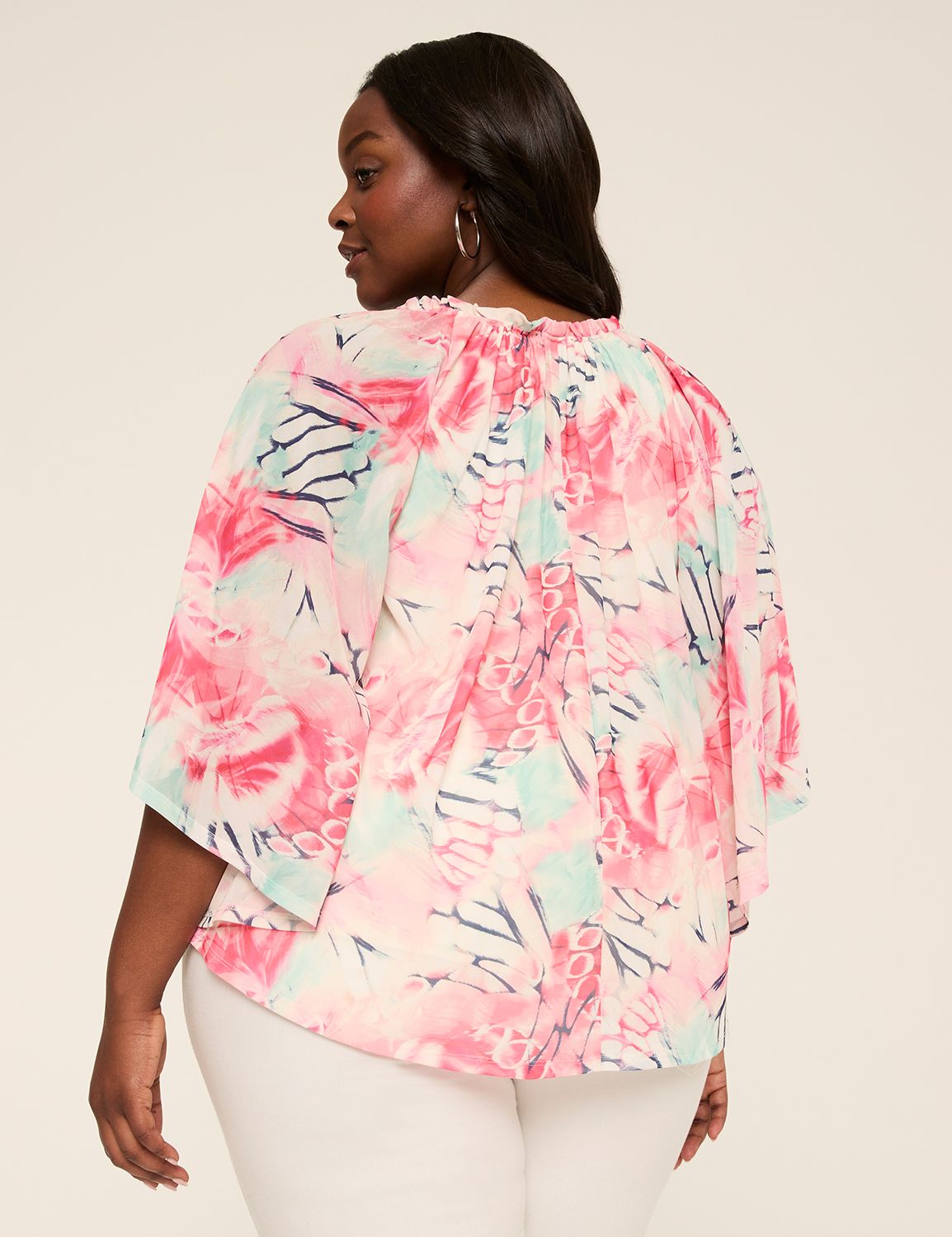 Ruffle V Neckline Mesh Circle Top S Product Image 2