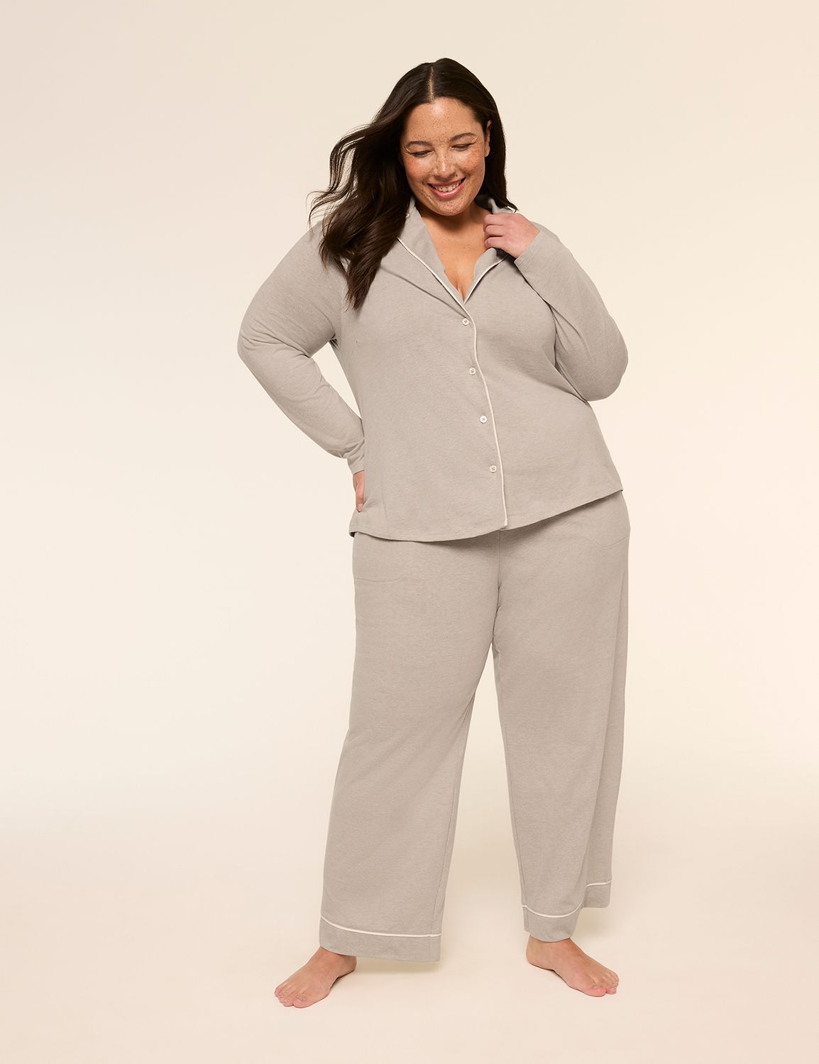 Comfy Cotton Notch-Neck Top & Pant PJ Set