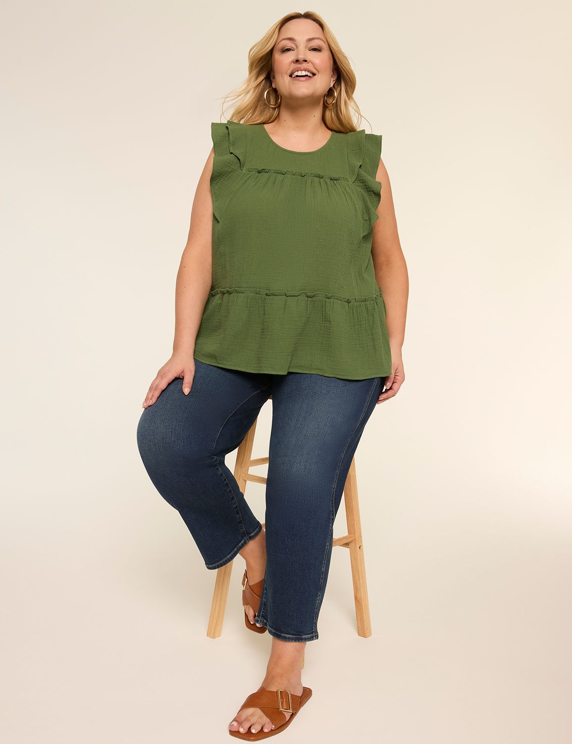 Classic Ruffle Cap Sleeve Popover T Product Image 3