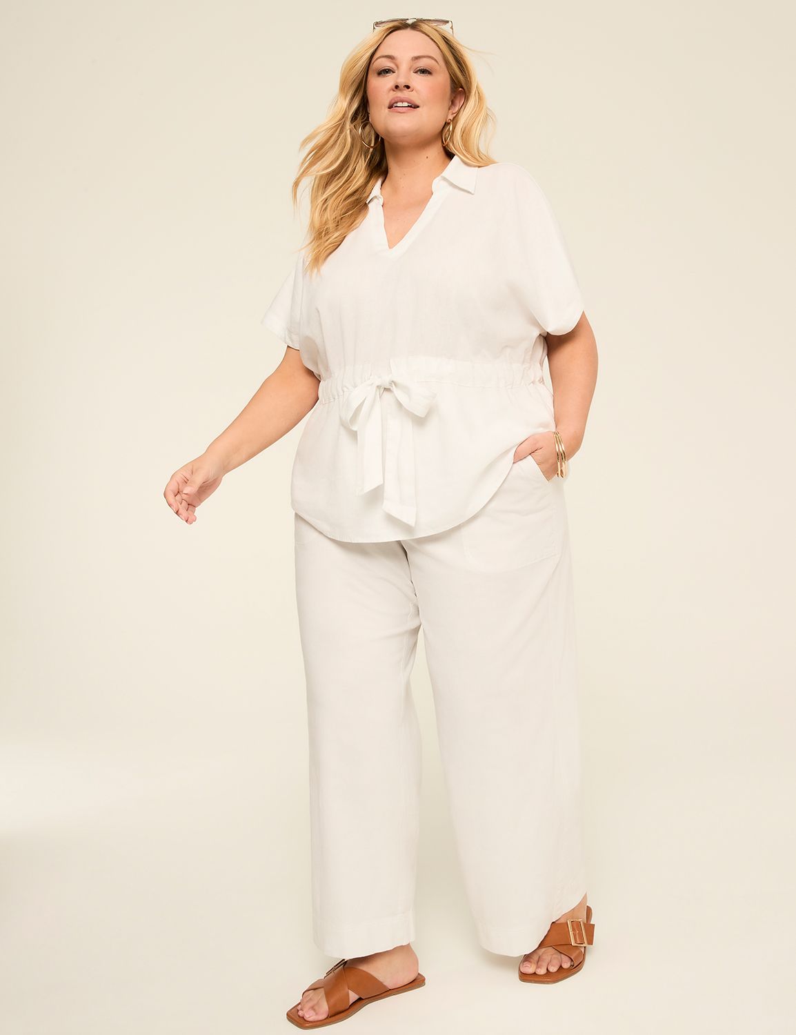 The Softest Linen Wideleg - White - Product Image 3