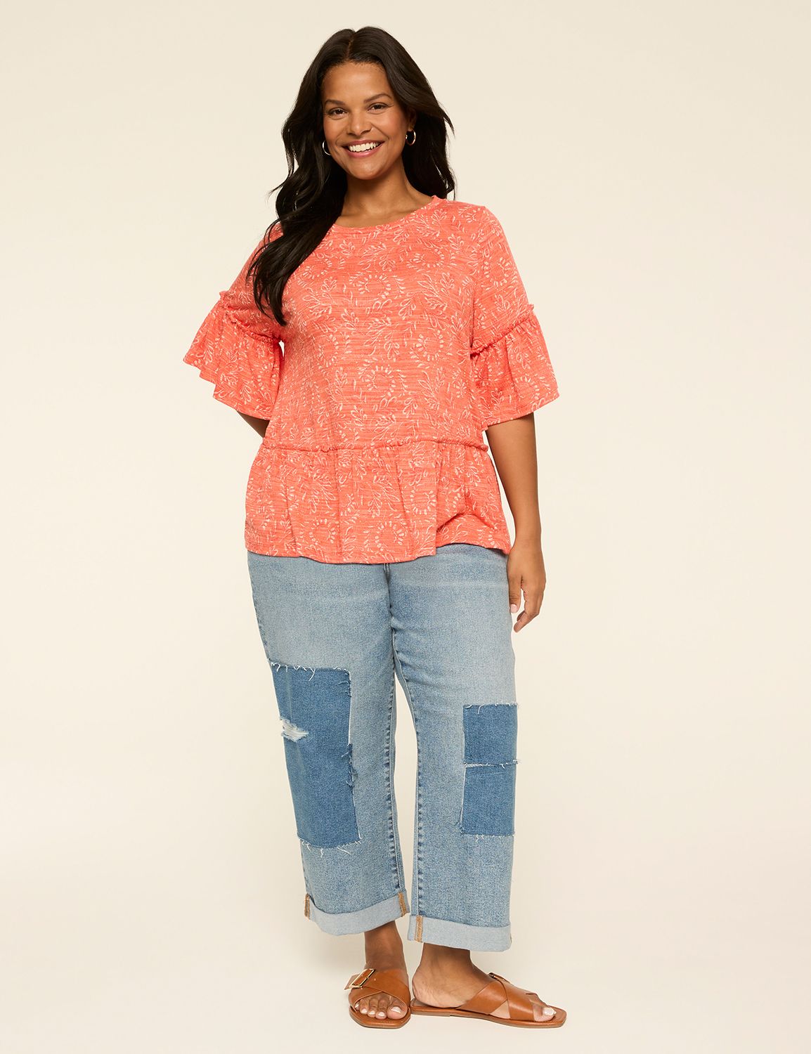 Short Sleeve Crew Neck Ruffle Babyd Product Image 3