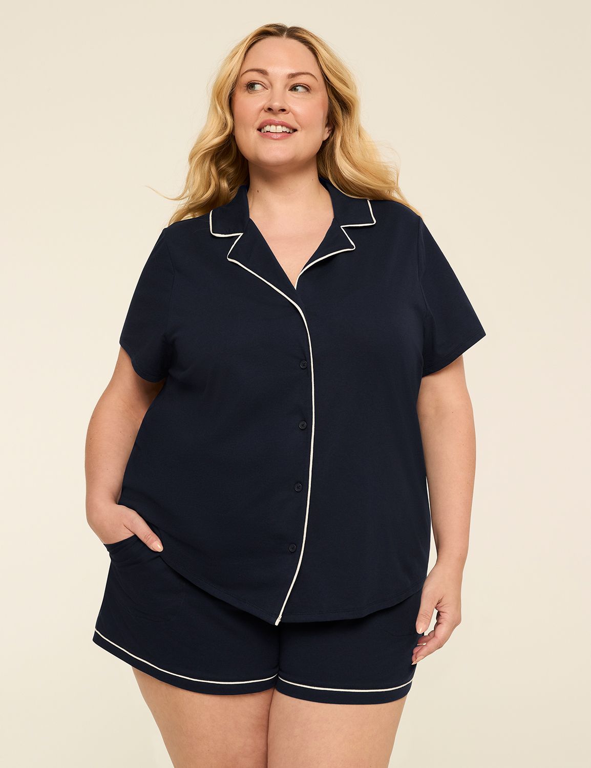 Comfy Cotton Notch-Neck Top & Short PJ Set