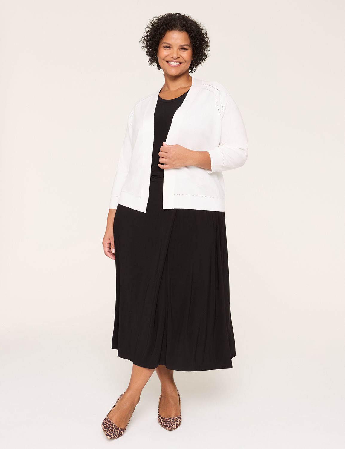 Classic 3/4 Sleeve Open Front Shrug Product Image 3