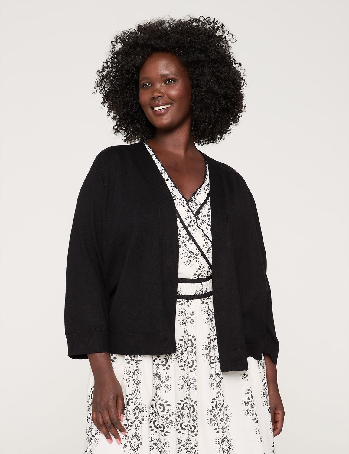 3/4-Sleeve Open-Front Shrug
