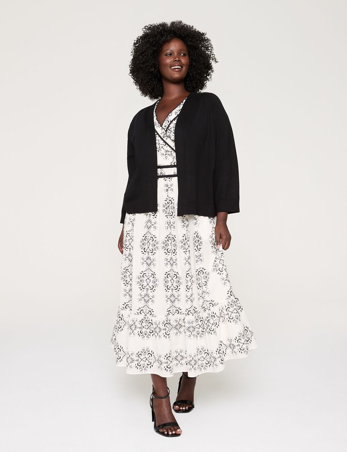Classic 3/4 Sleeve Open Front Shrug Product Image 3