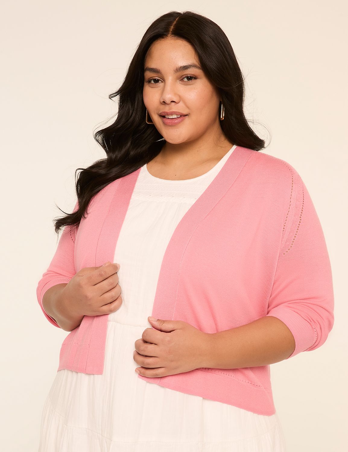 3/4-Sleeve Open-Front Shrug