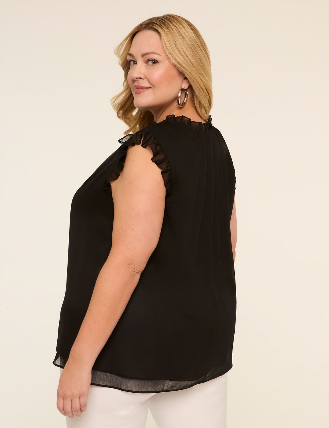 Sleeveless Split-Neck Popover Top