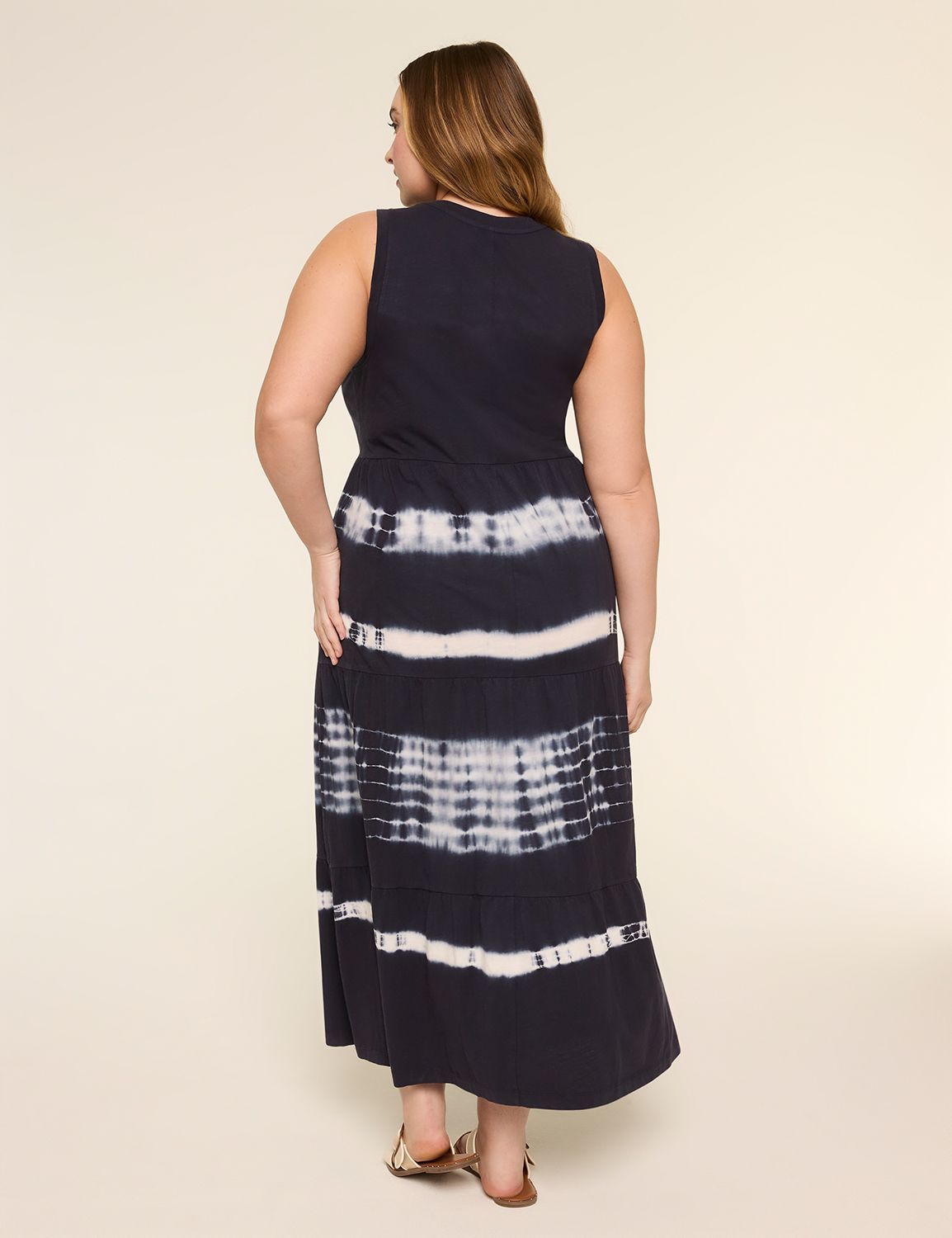 Crew-Neck Tiered Maxi Dress