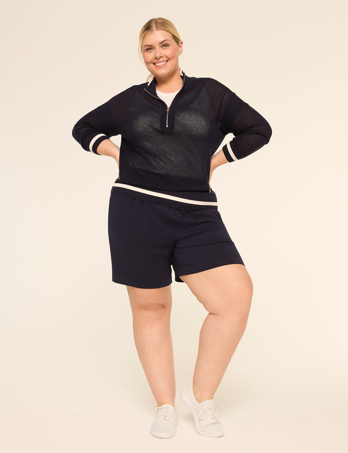 LIVI Long Sleeve Half Zip Open Text Product Image 3