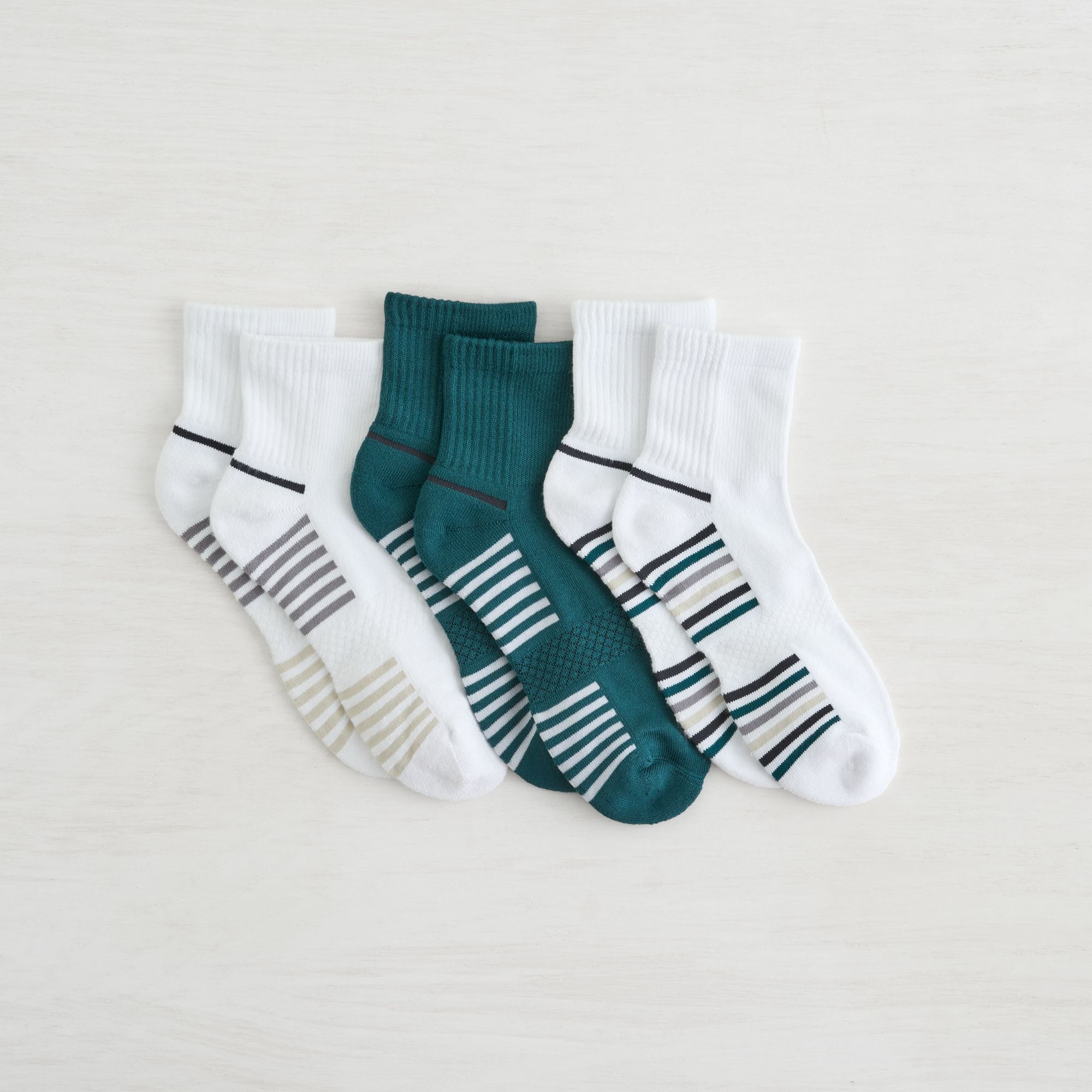 Lemon Powder Stripe Quarter Crew Socks