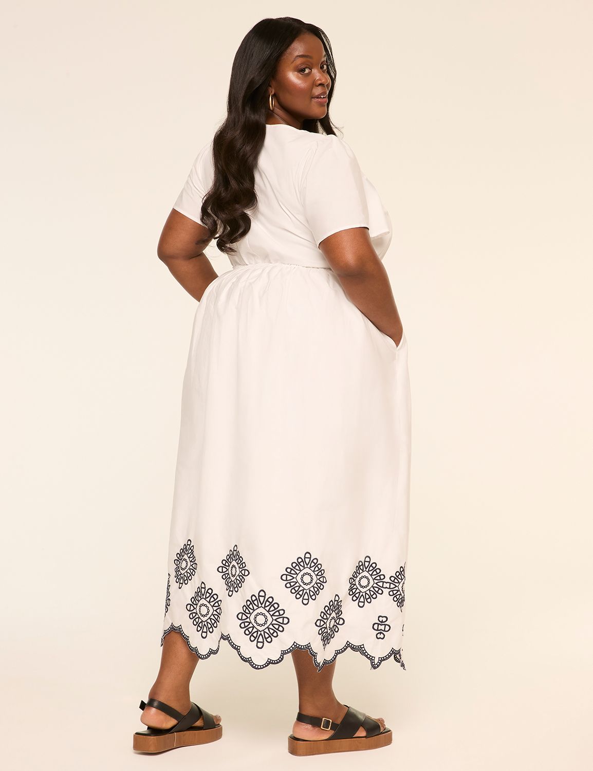 Flutter-Sleeve V-Neck Maxi Dress